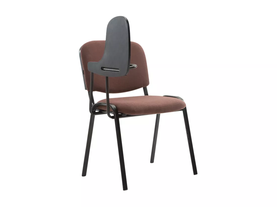 Lot de 4 Chaise de conférence - Tissu & Métal noir mat - Marron - Ken