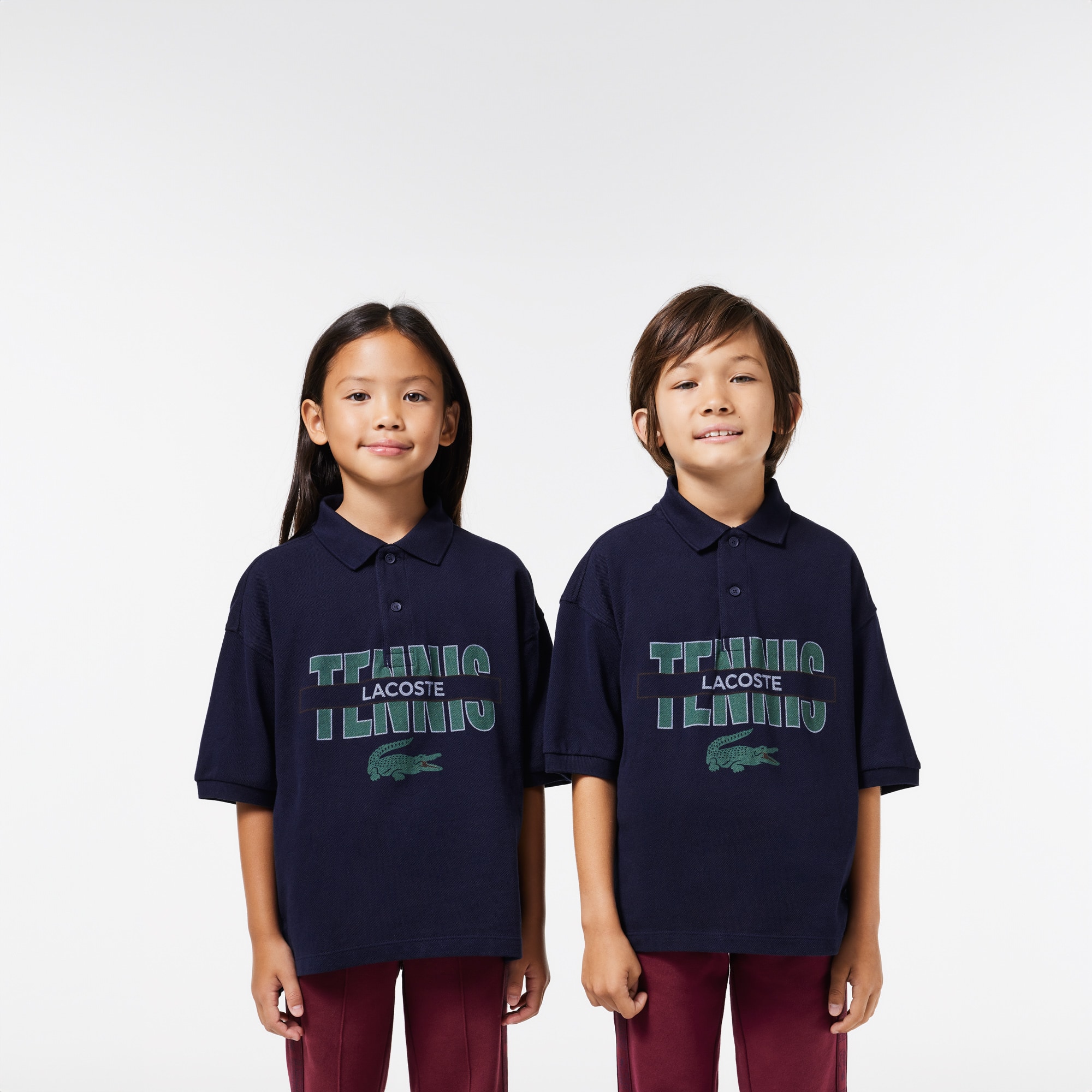 Polo imprimé avec inscriptions en petit piqué Polos - Bleu - Lacoste - Enfant