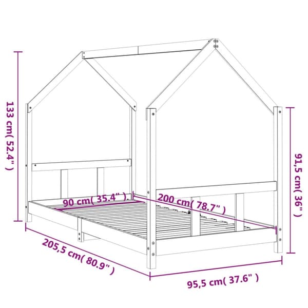 vidaXL Barnesengeramme hvit 90x200 cm heltre furu