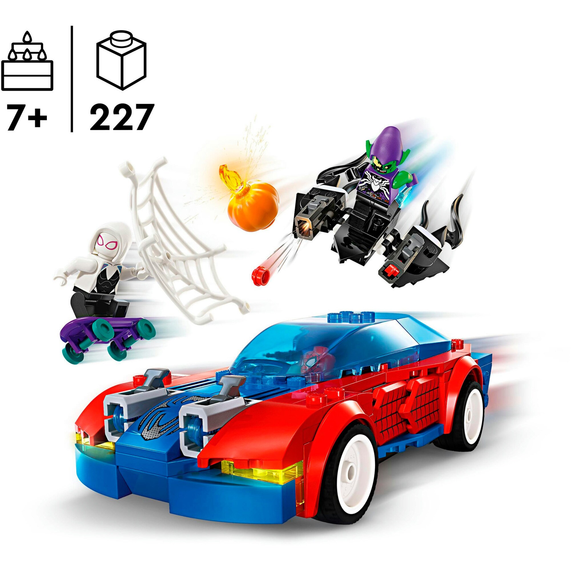 LEGO Konstruktionsspielzeug Marvel Super Heroes Spider-Mans Rennauto & Venom Green Goblin