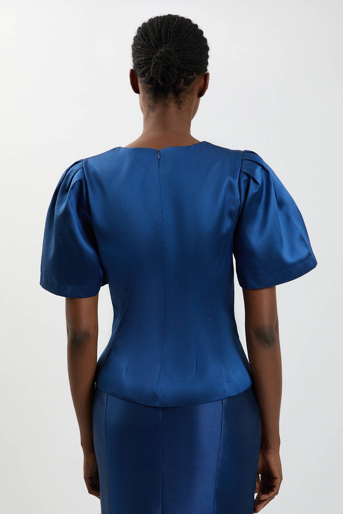 KarenMillen Haut À Manches Bouffantes En Sergé Satiné