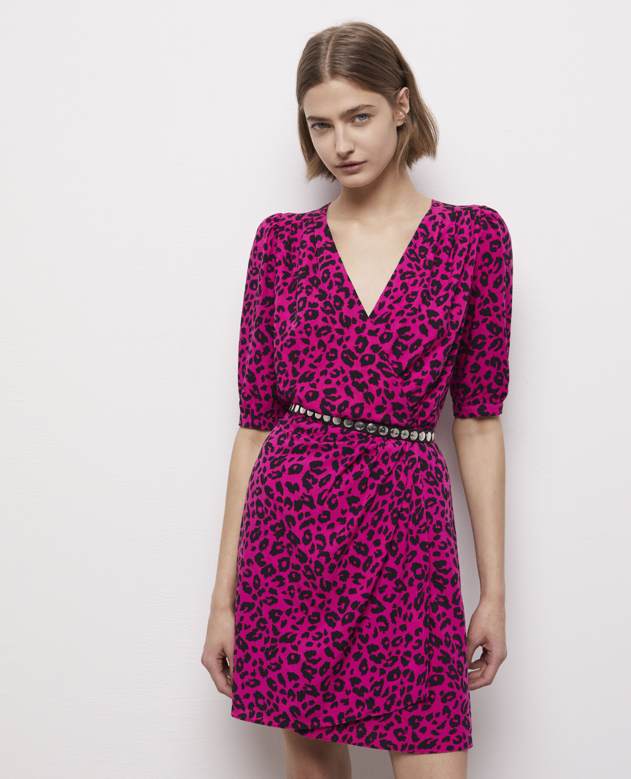 Robe portefeuille courte imprimée