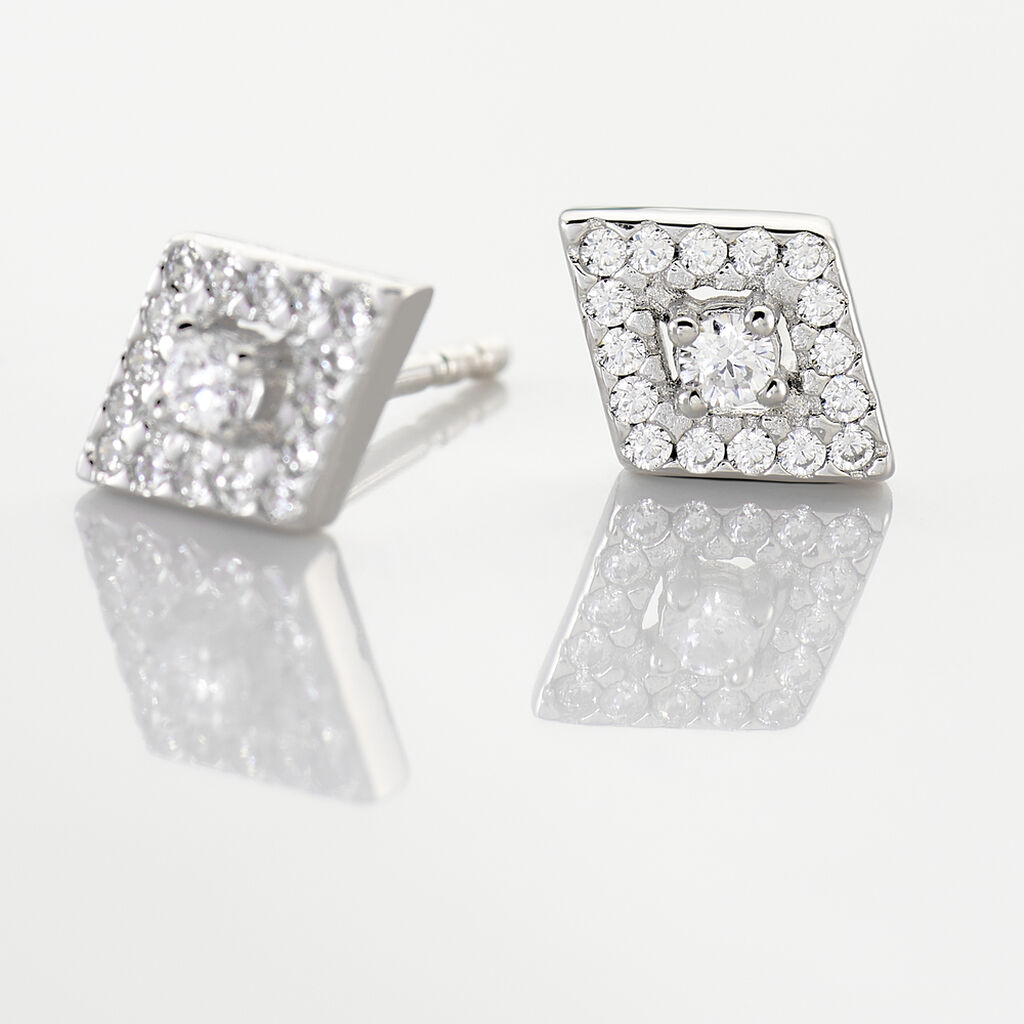 Boucles D'oreilles Puces Dilay Argent Blanc Oxyde De Zirconium