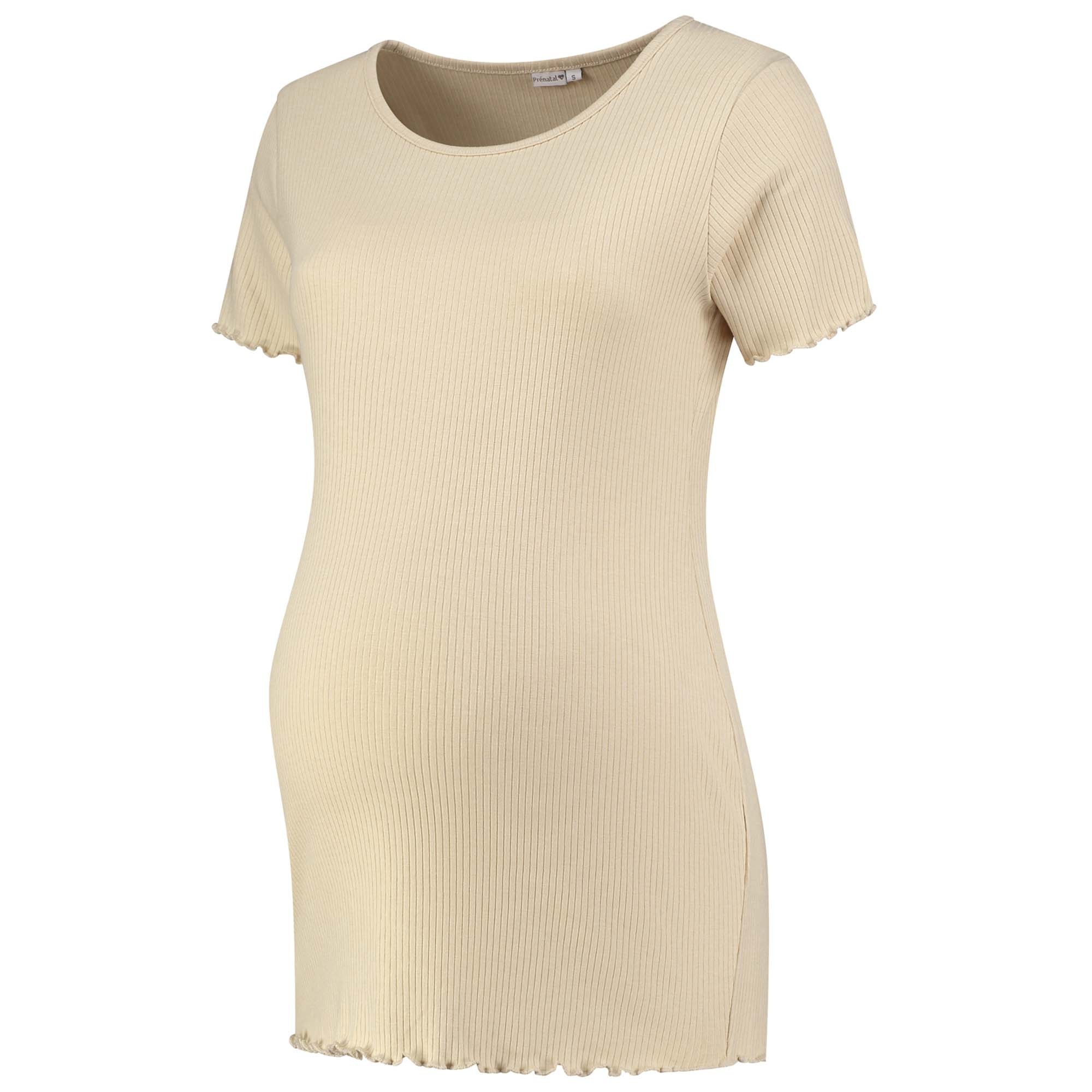 Prénatal zwangerschapsshirt korte mouwen effen beige