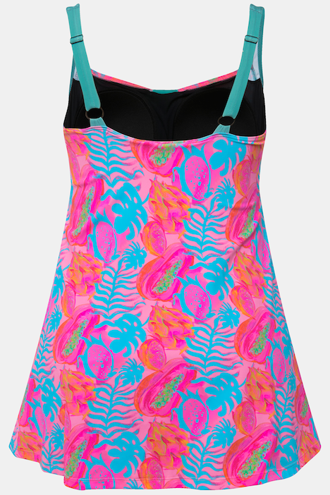 Badekleid, Neon-Blätterdruck, Softcups, Powermesh-Futter