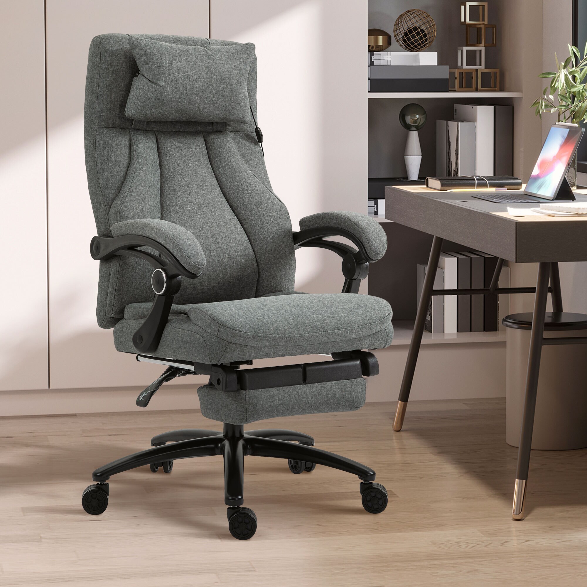 Vinsetto Bürostuhl  mit Massagefunktion grau 60 x 68 x 109-117 cm (BxTxH)