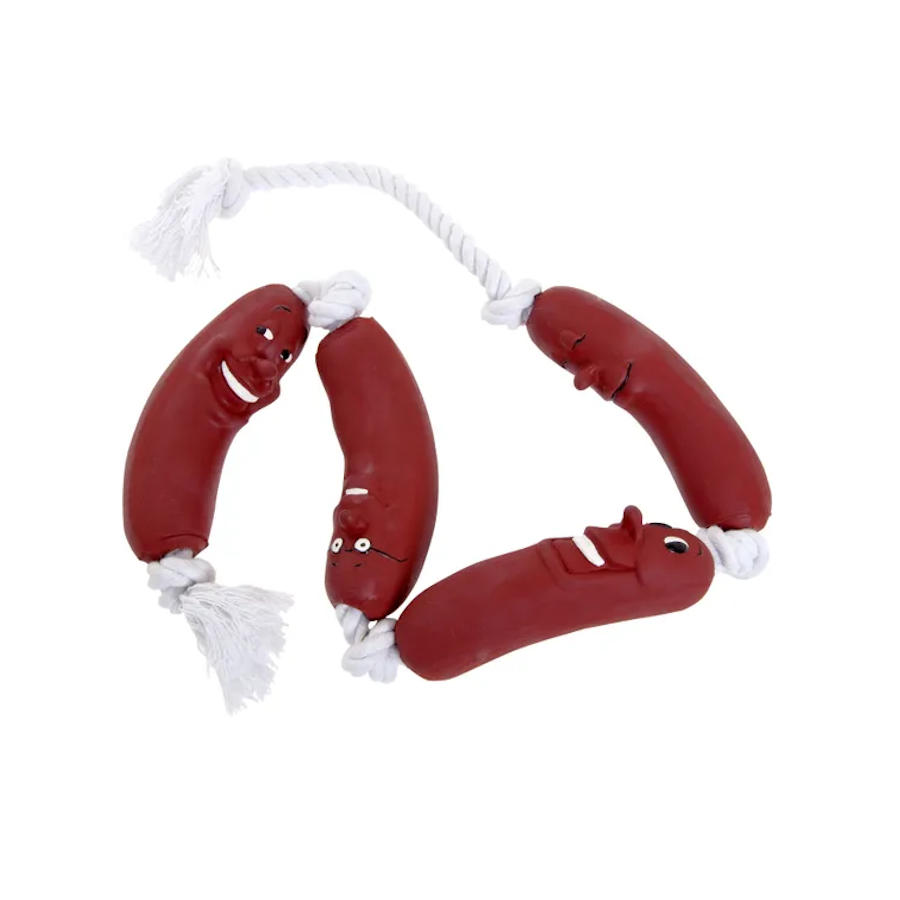 Brinquedo para cães em formato de salsicha de flamingo com corda