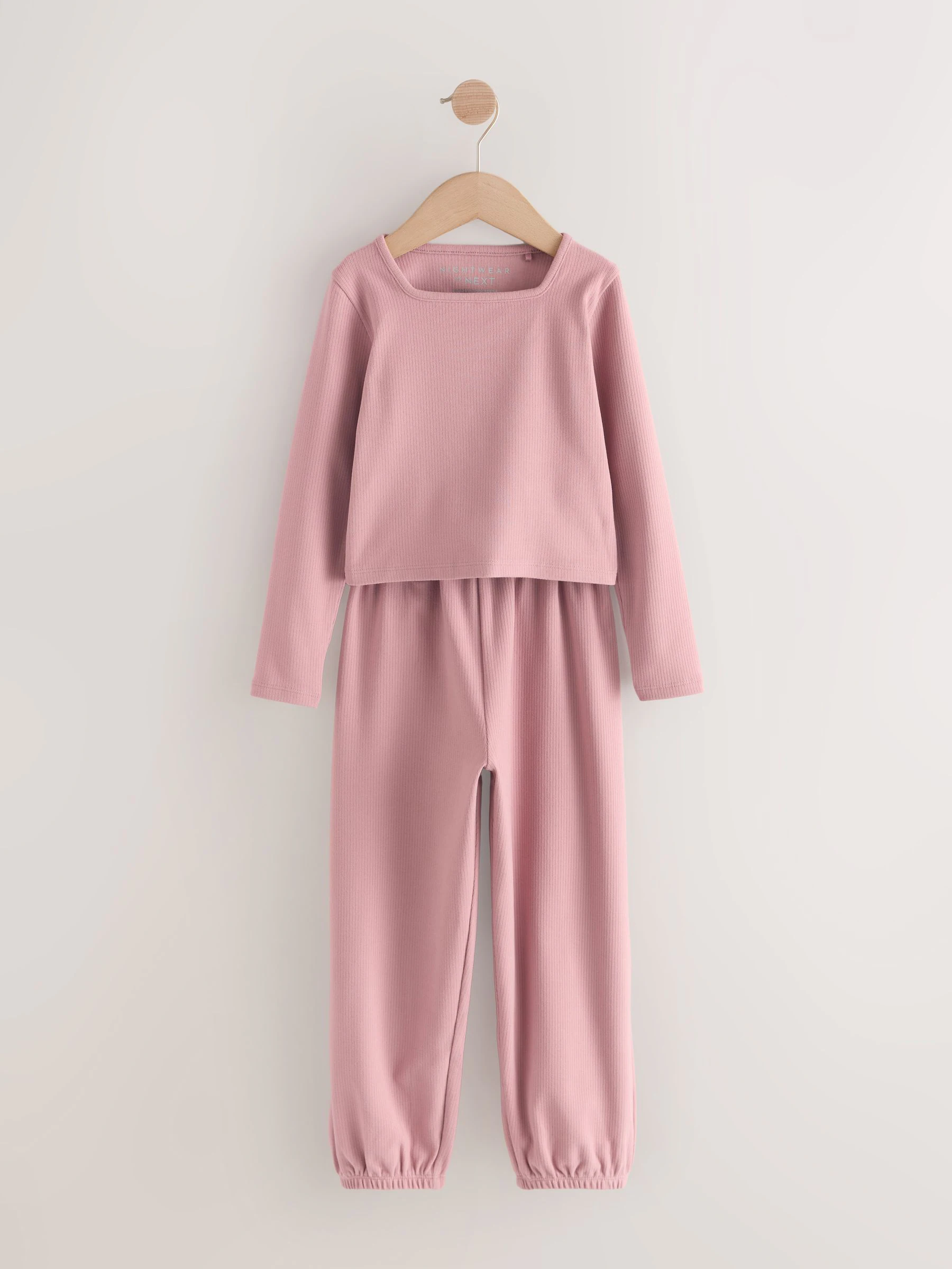 Roze geribbeld - Behaaglijke joggingpyjama (3-16jr)