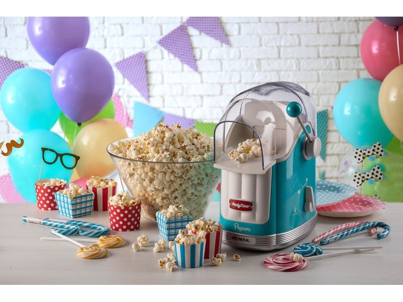 Ariete Popcorn Maschine Party Time ARI-2958-BL Blau/Weiss Popcornmaschine im Retro-Design
