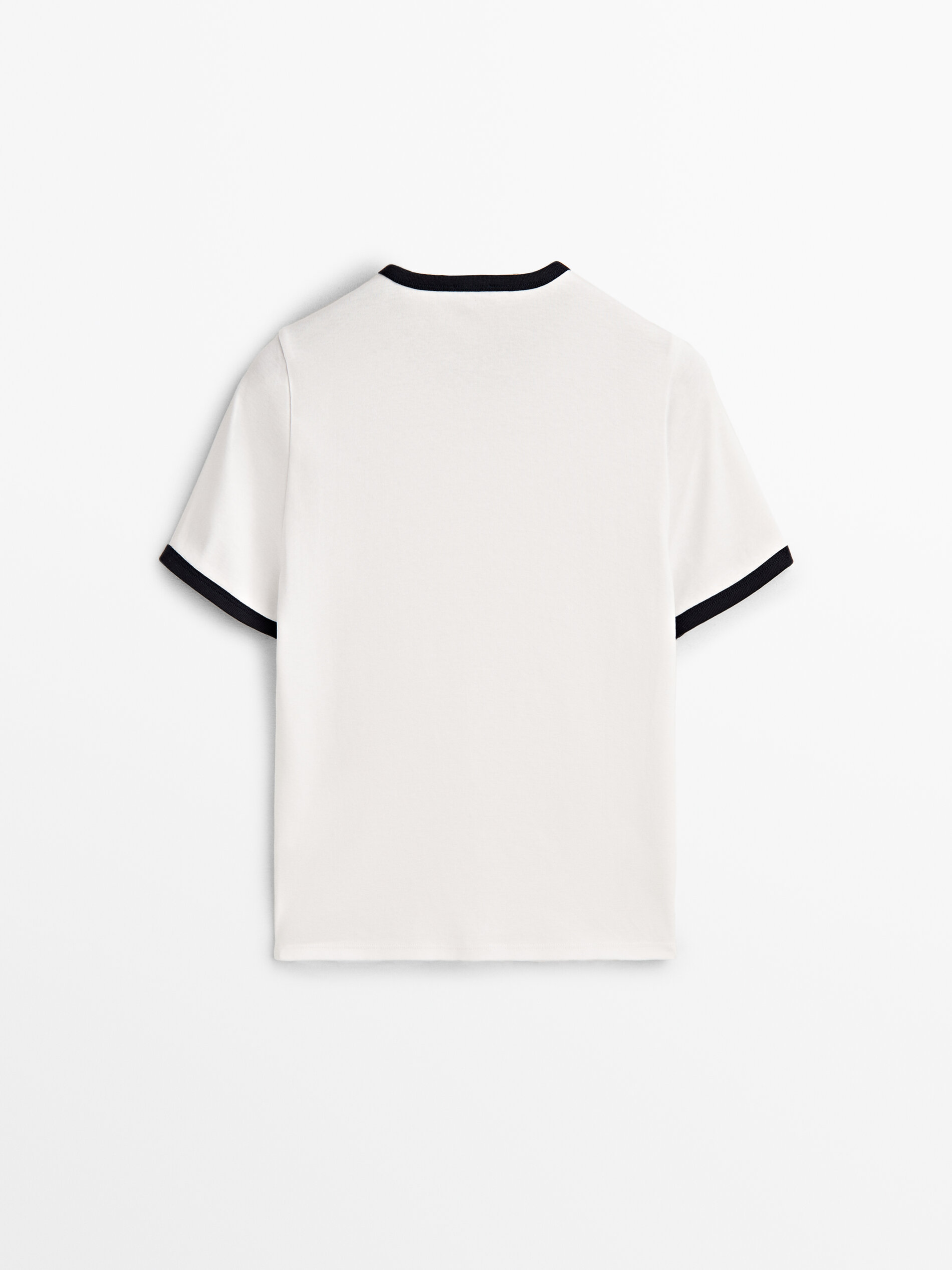 Camiseta de manga curta contrastante - BRANCA