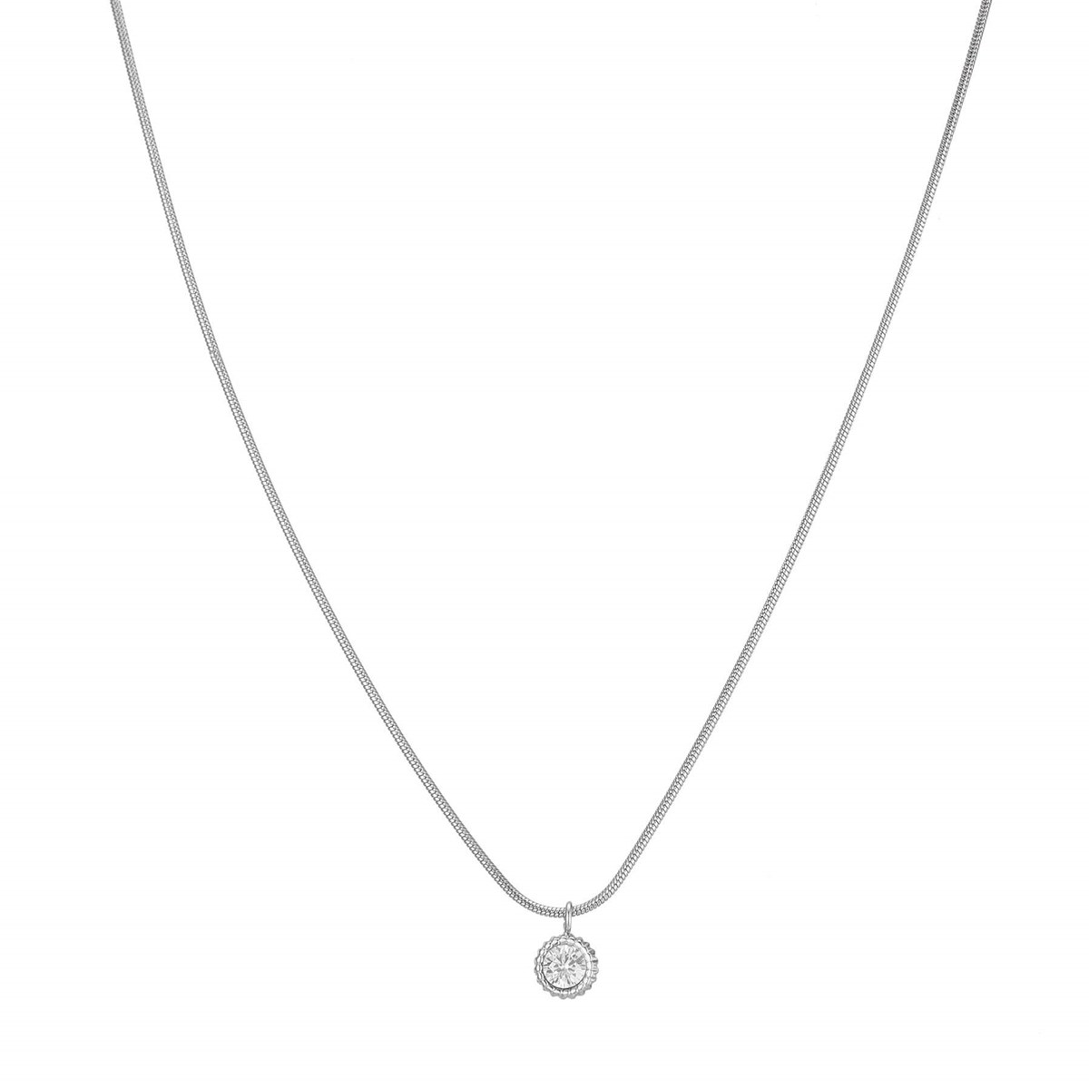 Collier zircon blanc acier