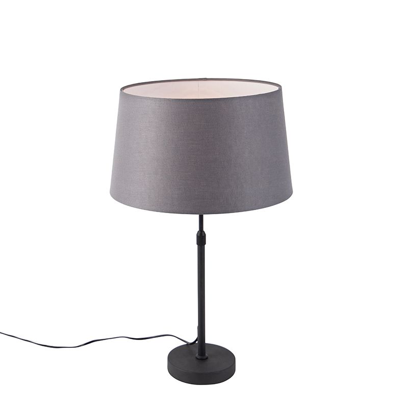 Tafellamp zwart met linnen kap grijs 35 cm verstelbaar - Parte