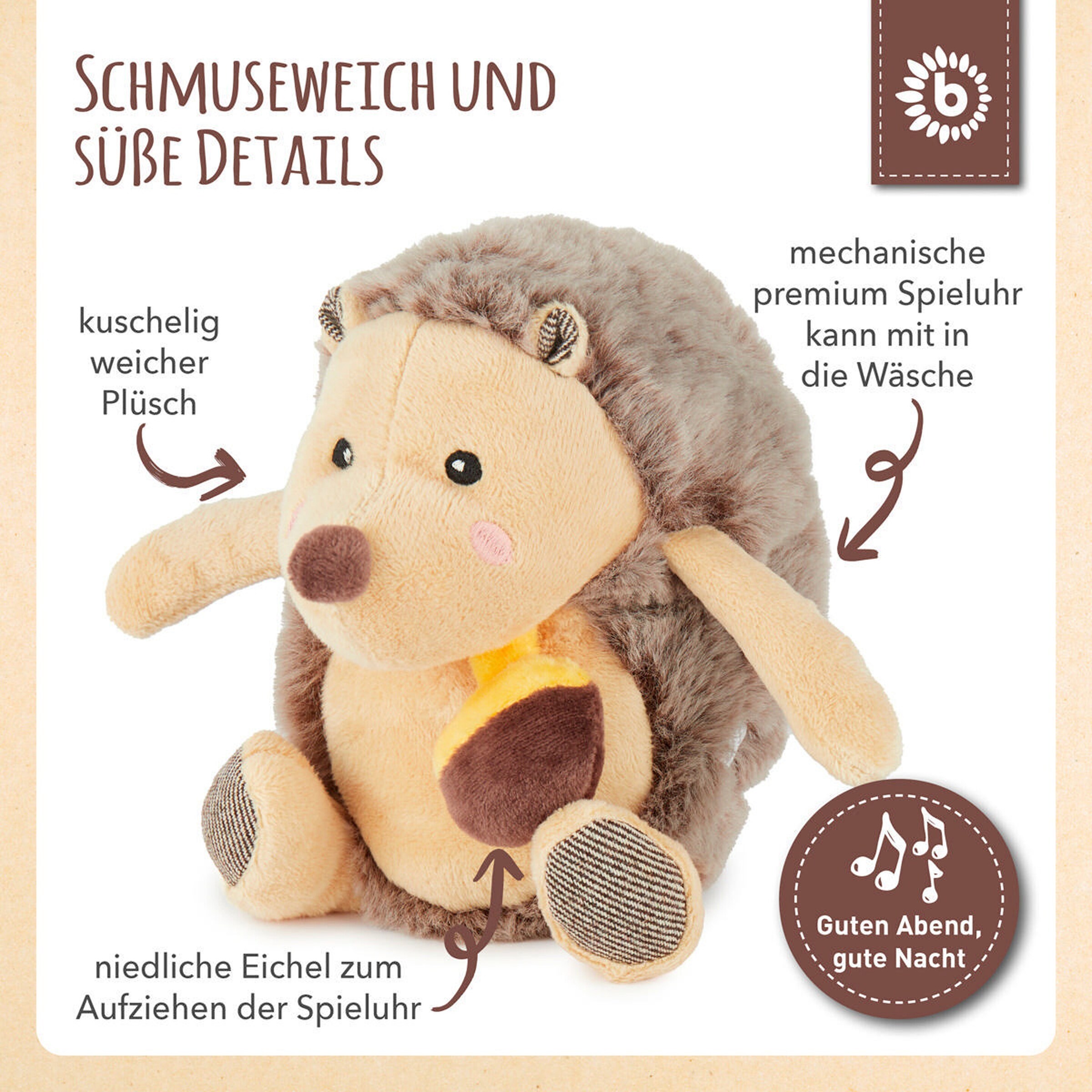 Bieco Musikspieluhr Igel - ab Geburt Braun