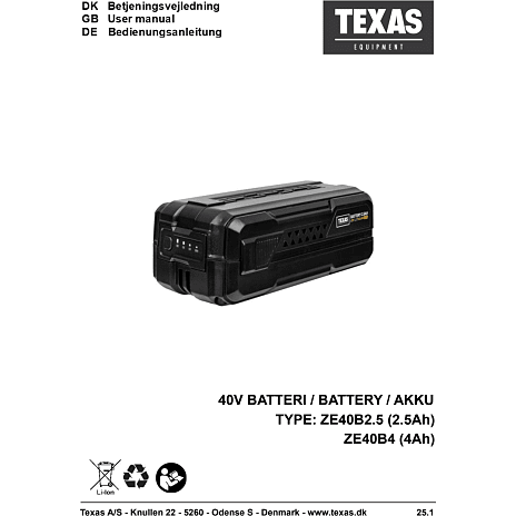 Texas batteri 40V/2,5Ah