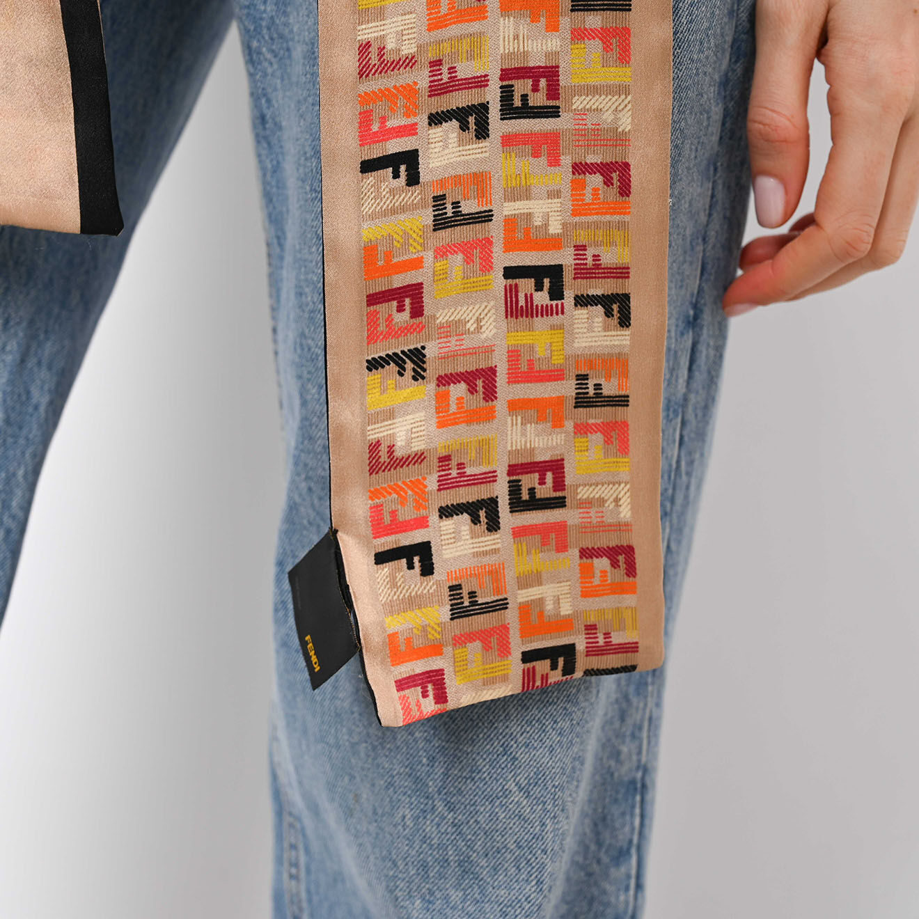 Fendi Bande de Soie Monogramme camel - Très bon état - 230x10 cm