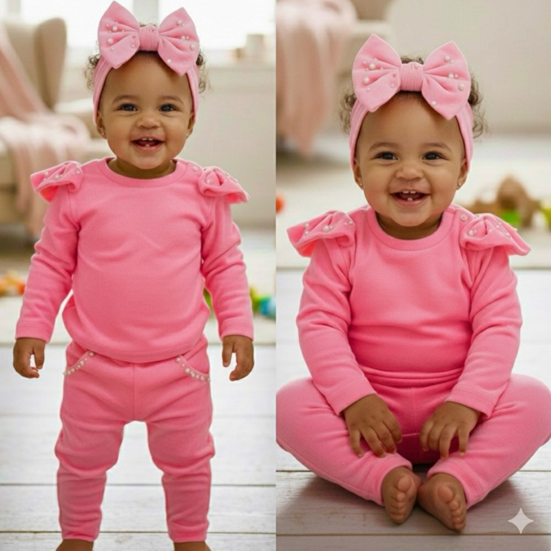 Baby lovely bow set - pink
