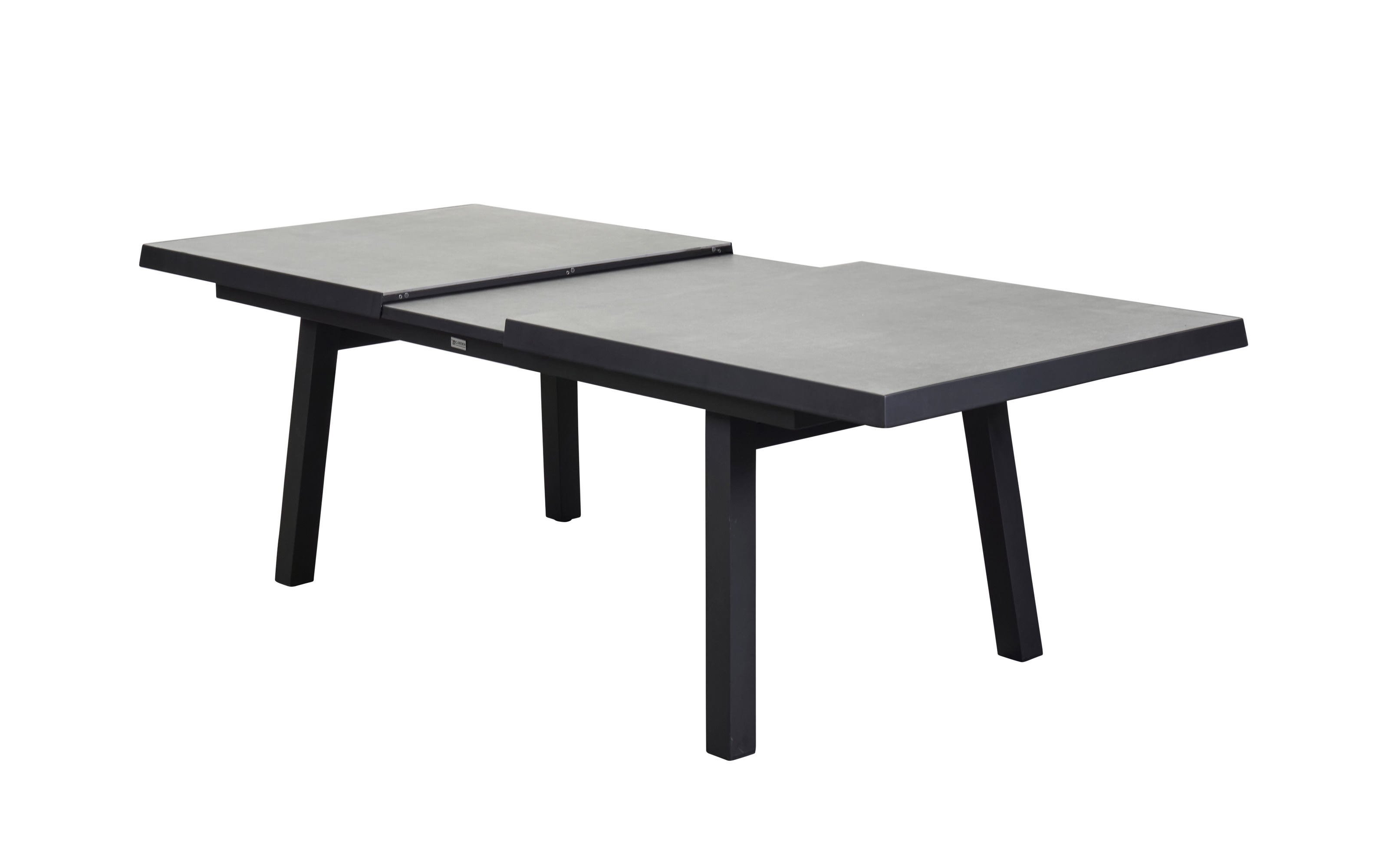 Ausziehtisch Sondrino, Aluminiumgestell in schwarz, Tischplatte betonfarbend