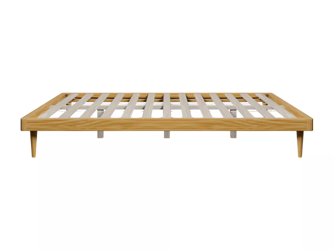 Sommier bois clair Alba finition chêne sommier inclus 160x200cm