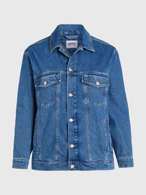 Jaqueta jeans oversized com estampa de bandeira da Curve Archive