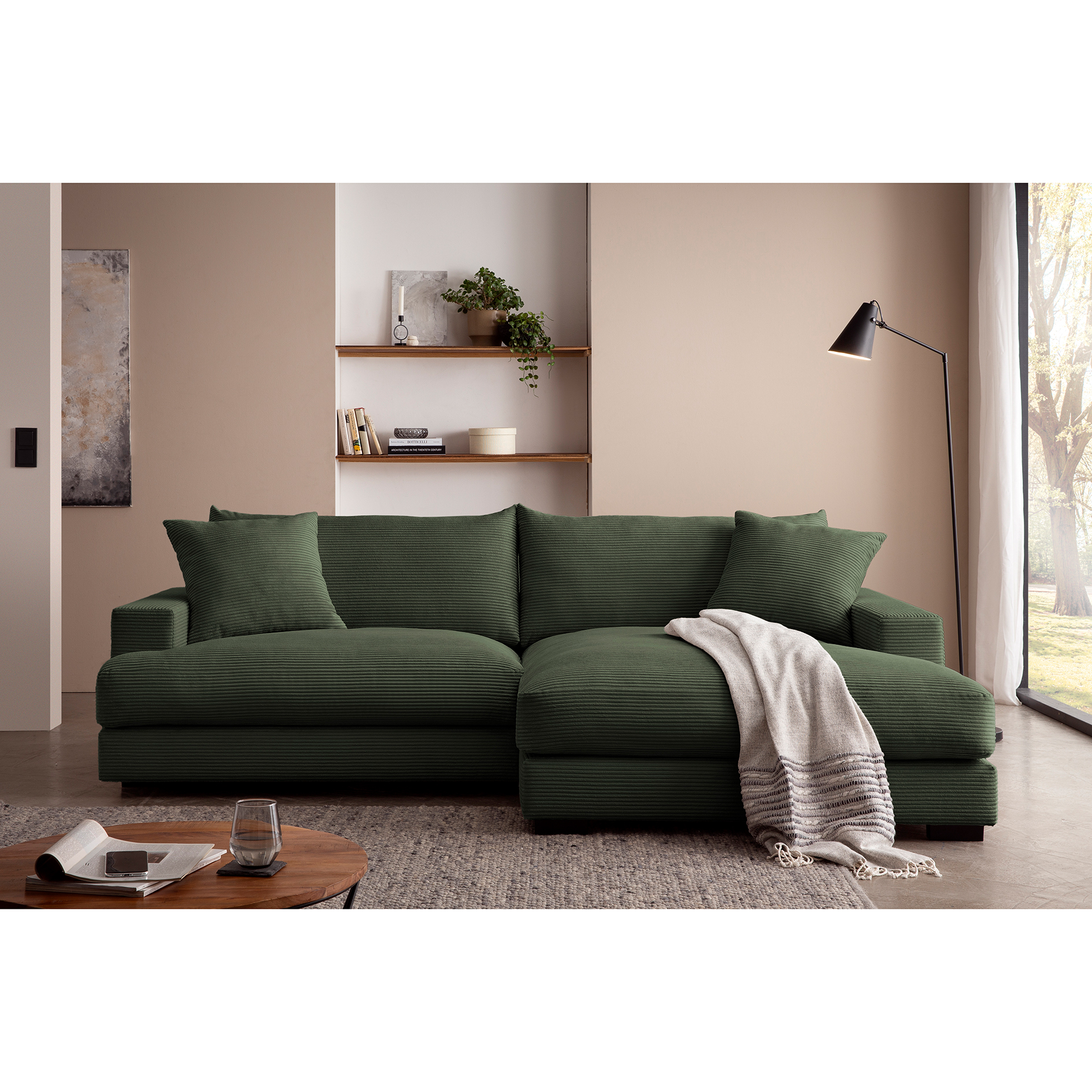 Ecksofa - wintermoss - Cord - Recamiere rechts