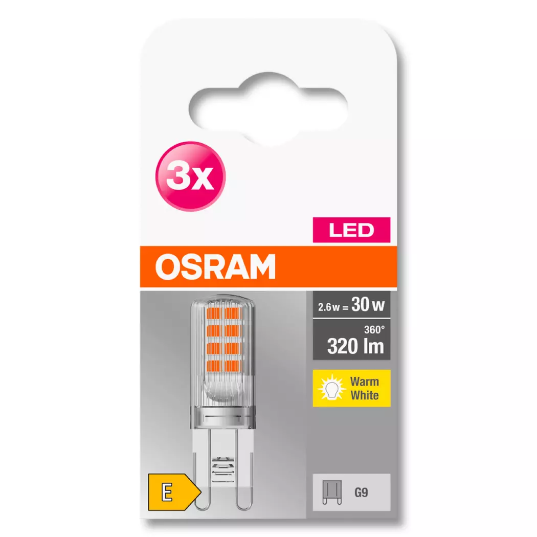 LED Stiftsockellampe G9/2,6 Watt/Energie E