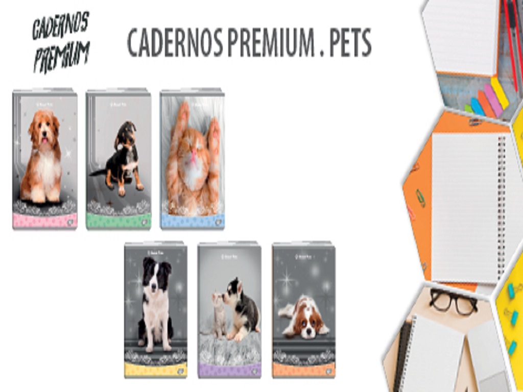 CADERNO AGRAFADO A4 SWEET PETS QUADRICULADO A4 48 FOLHAS MODELOS SORTIDOS