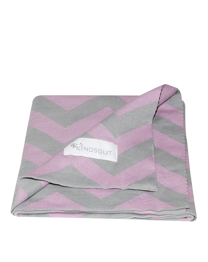 Babydecke ZICKZACK (80x100) in rosa/grau