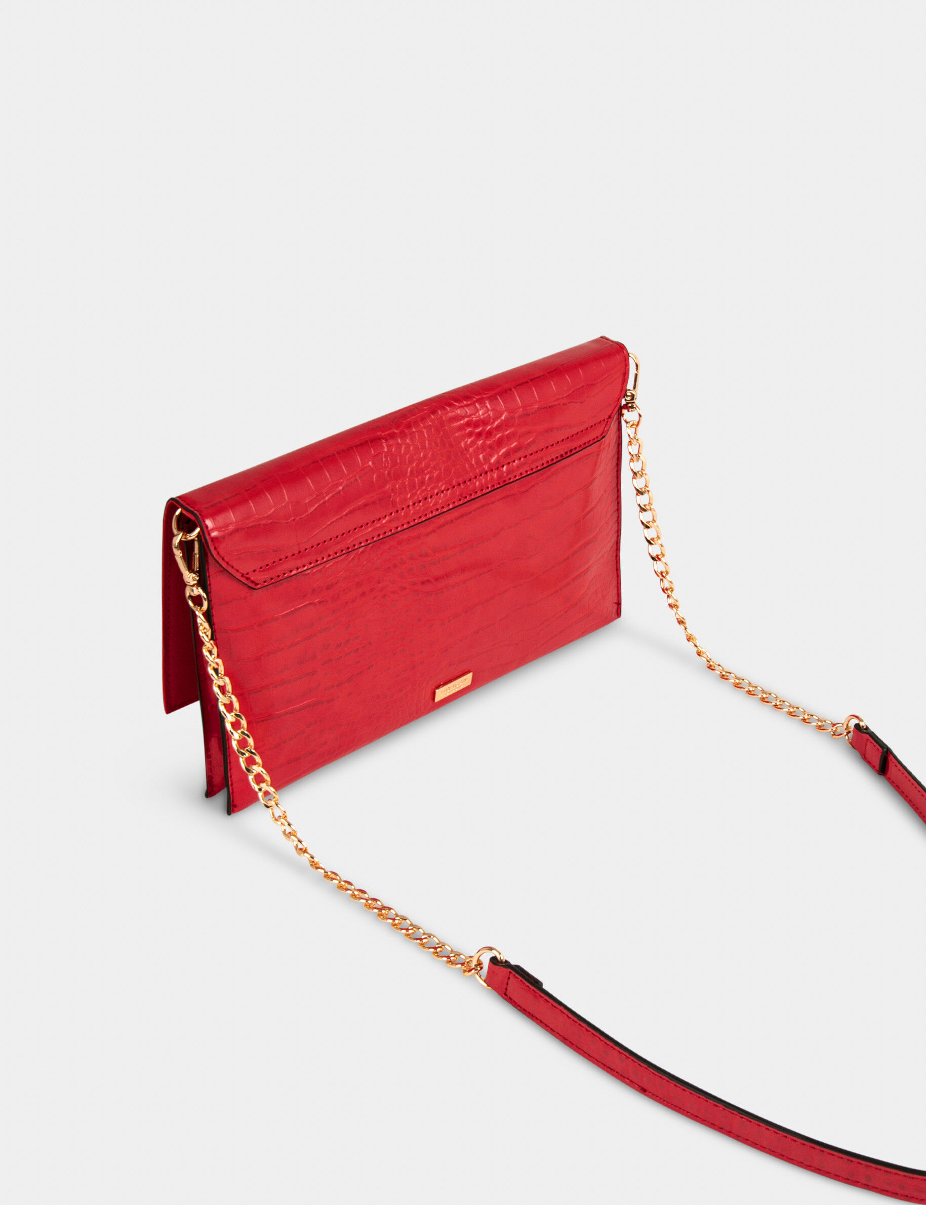 Sac pochette aspect croco rouge femme - rouge