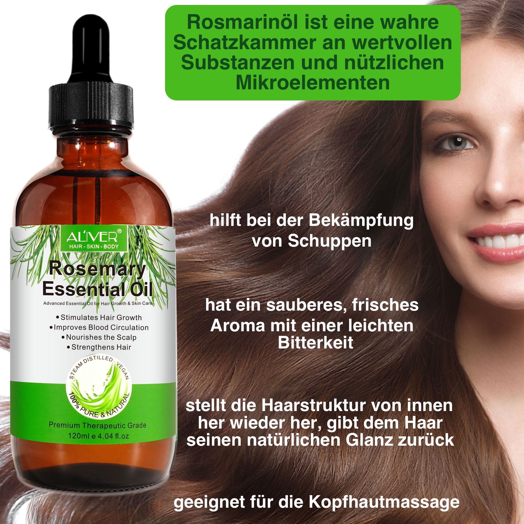 ALIVER Rosmarinöl Ätherisches Öl Haaröl für Haarpflege und Haarwachtstum