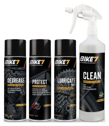 Kit d'entretien Clean 1L   Degrease 500 ml   Protect 500ml   Lubricate Dry 500ml