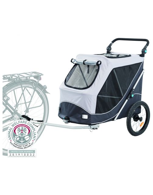Trixie Fietskar Opvouwbaar - Hondenfietskar - 74x95x103\/143 cm Grijs Zwart Tot 30 Kg Large