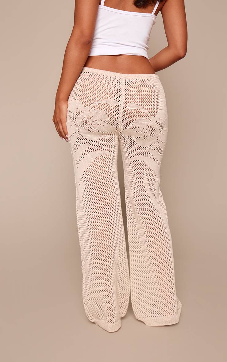 Gris Pierre Pantalon Large À Taille Basse Imprimé Fleuri Petite