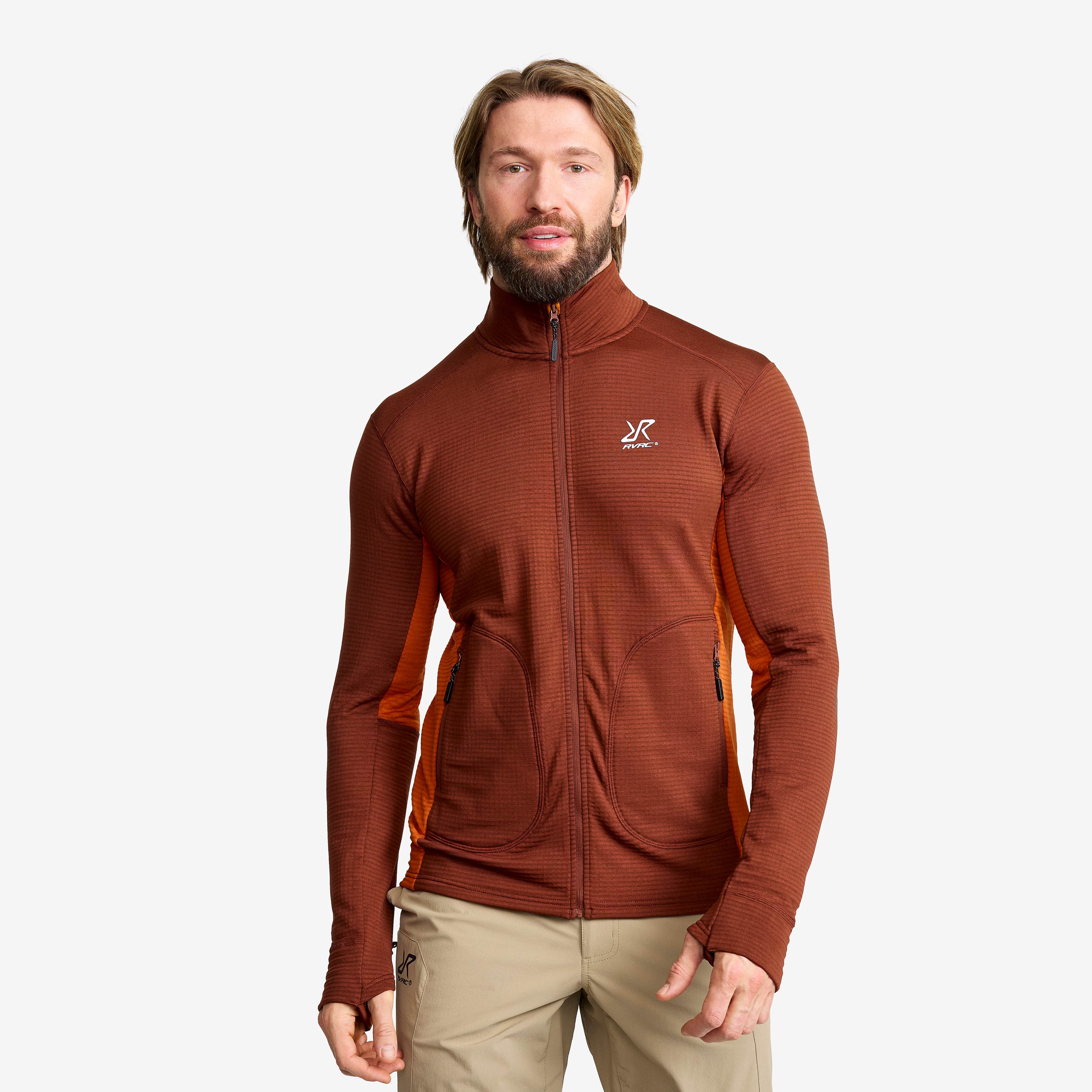 Waffle Full-zip Fleece Herre Smoked Paprika