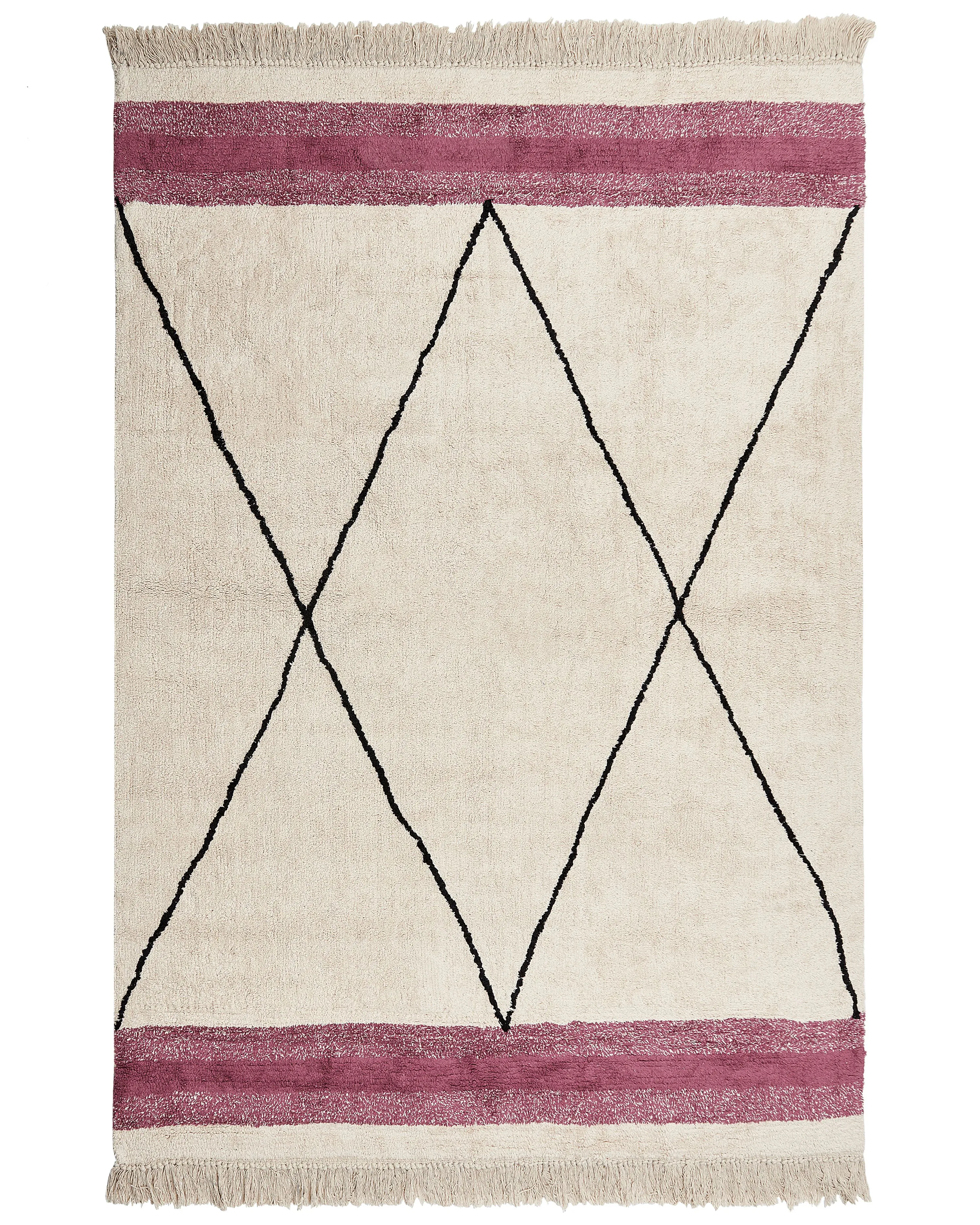 Vloerkleed AFSAR Lichtbeige 160 x 230 cm Katoen
