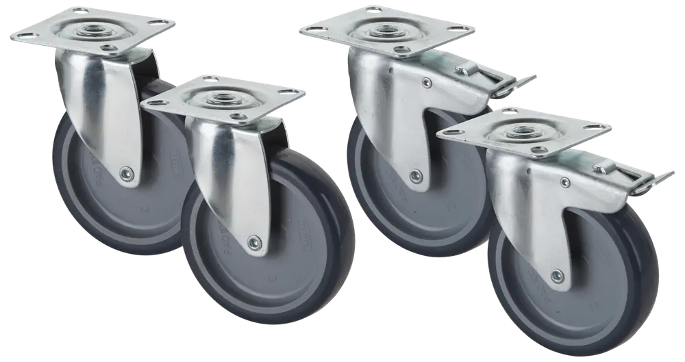 Tente Hjul drejeligt 100 mm 4-pak