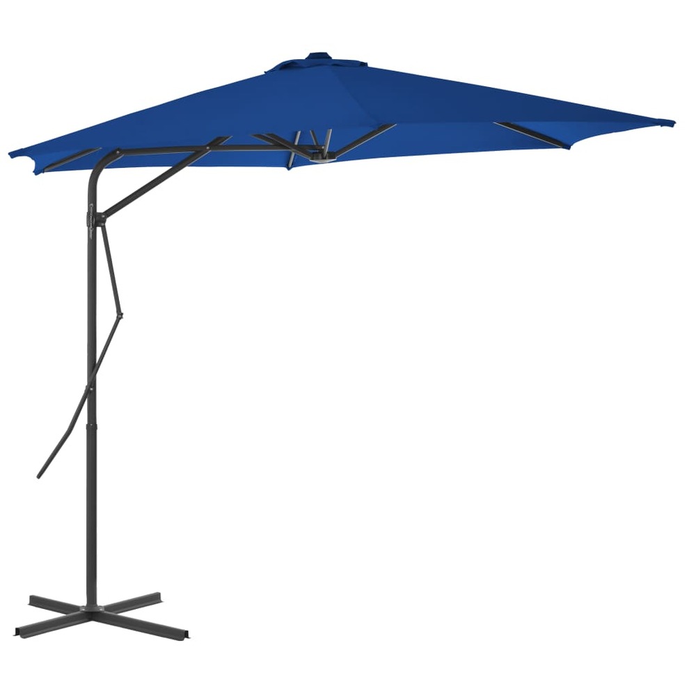 Parasol d'extérieur avec mât en acier 300 x 230 cm bleu