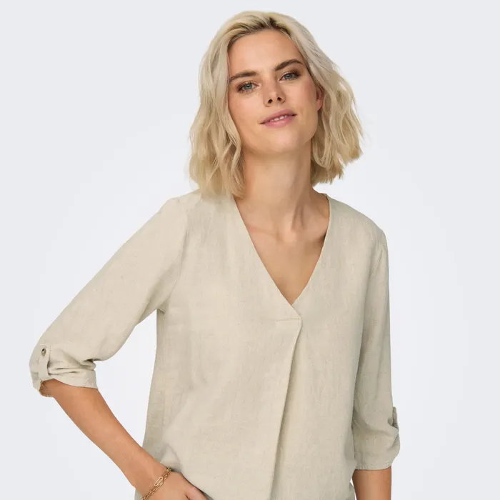 JDY Say Linen V-Neck Top Dames
