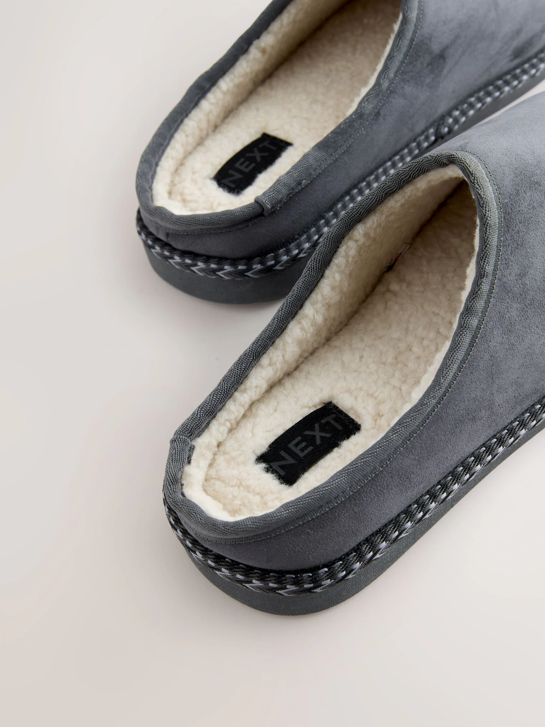 Grijs - Microsuede Taped Mule Slippers