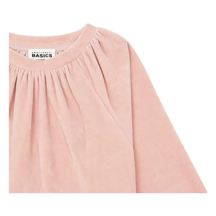 SMALLABLE BASICS Robe Fille Courte à Volants en Velours | Rose poudré