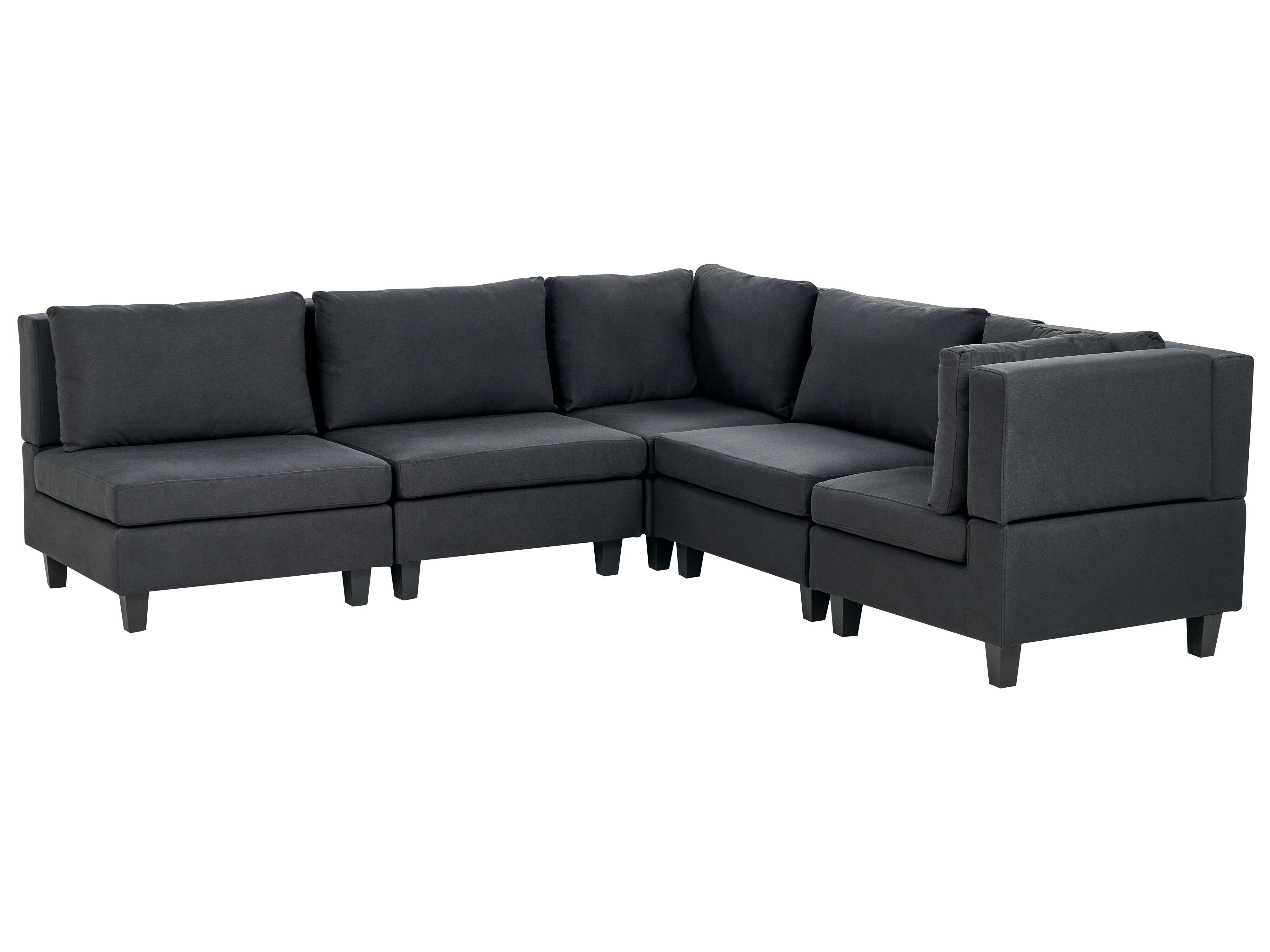 Modulaire hoekbank 5-zits UNSTAD Stof Zwart linkszijdig