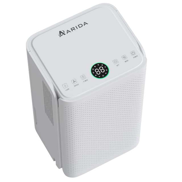 Arida Larvik støjsvag affugter til lejlighed – perfekt til badeværelse og tørretøj, med WiFi
