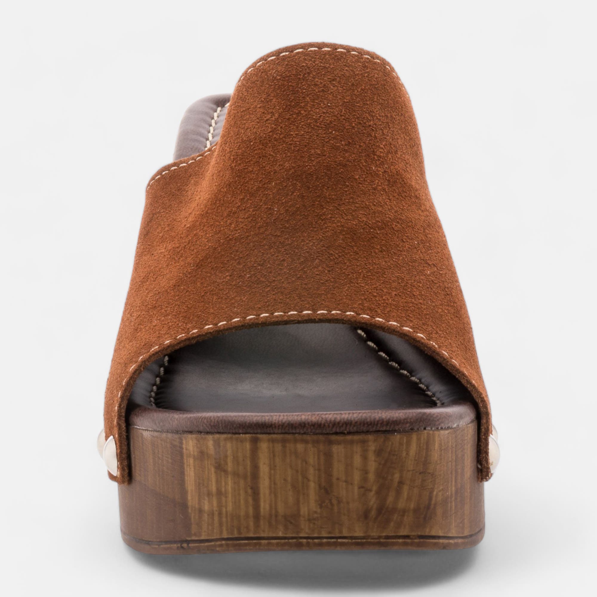 Mules à talon Femme en cuir cognac