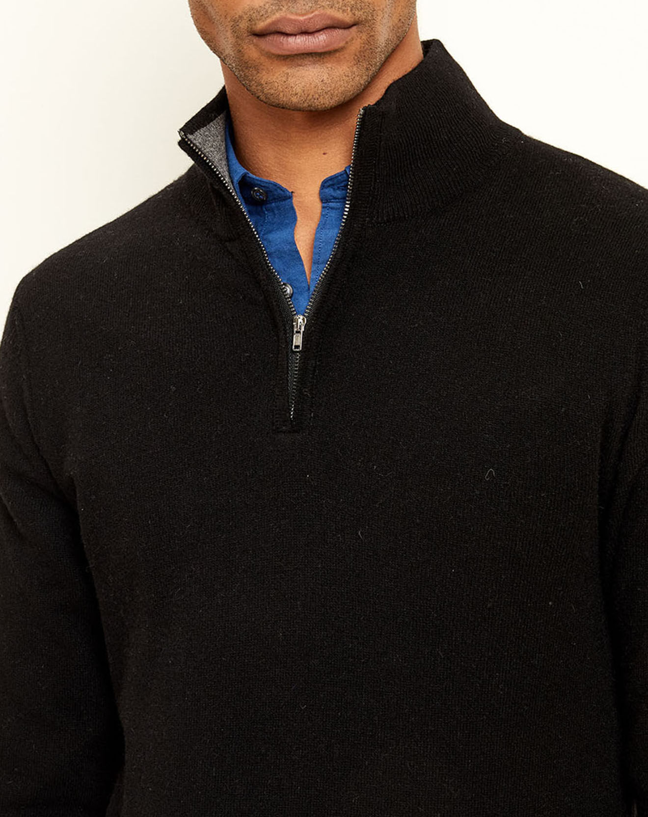 Uverny Pull 100% Cachemire col camionneur Bombay noir/gris