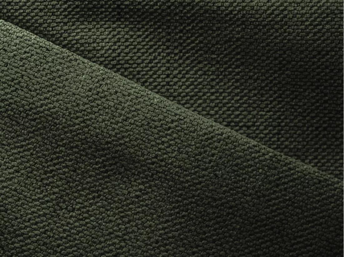 Canapé d'angle panoramique convertible en tissu texturé - olive - KIMO