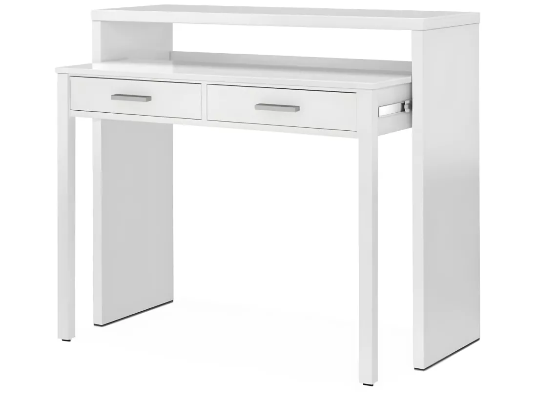 Bureau console extensible coloris blanc Artik - 87 x 98 x 36 cm