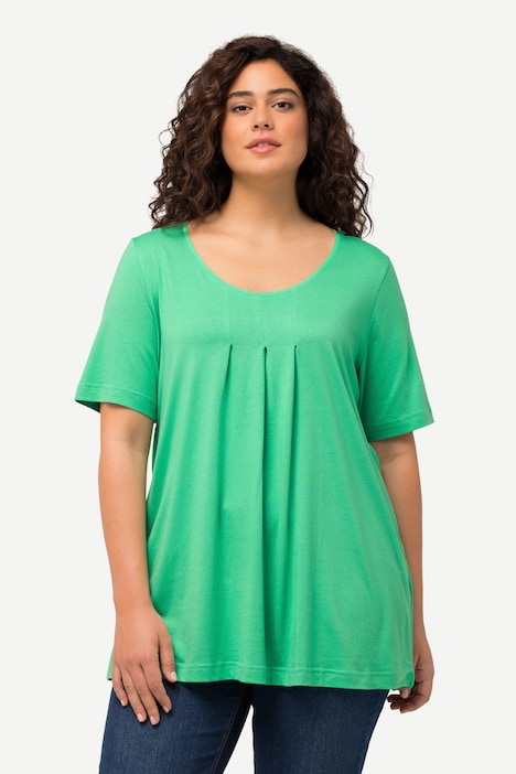 T-Shirt, Zierfalten, A-Linie, Rundhals, Halbarm, Modal