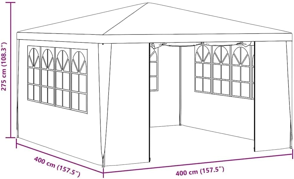 vidaXL Profi Partyzelt mit Seitenwänden UV-beständig Wasserbeständig Pavillon Festzelt Gartenpavillon Gartenzelt Garten Bierzelt 4x4m Anthrazit 90g/m²