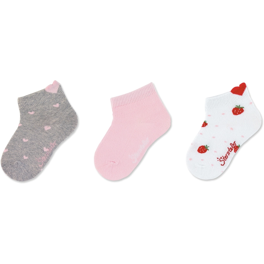 Sterntaler Sneaker-Söckchen 3er-Pack Herzen hellgrau melange