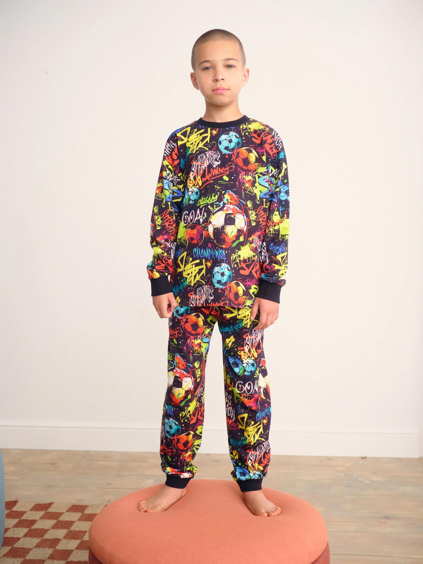 Zwart GRAFITI - Pyjama met lange mouwen en pijpen (3-16jr)