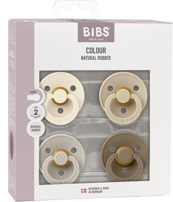 BIBS Colour Smokk 4-Pakk Lateks Str 2, Ivory/Sand/Vanilla/Dark Oak
